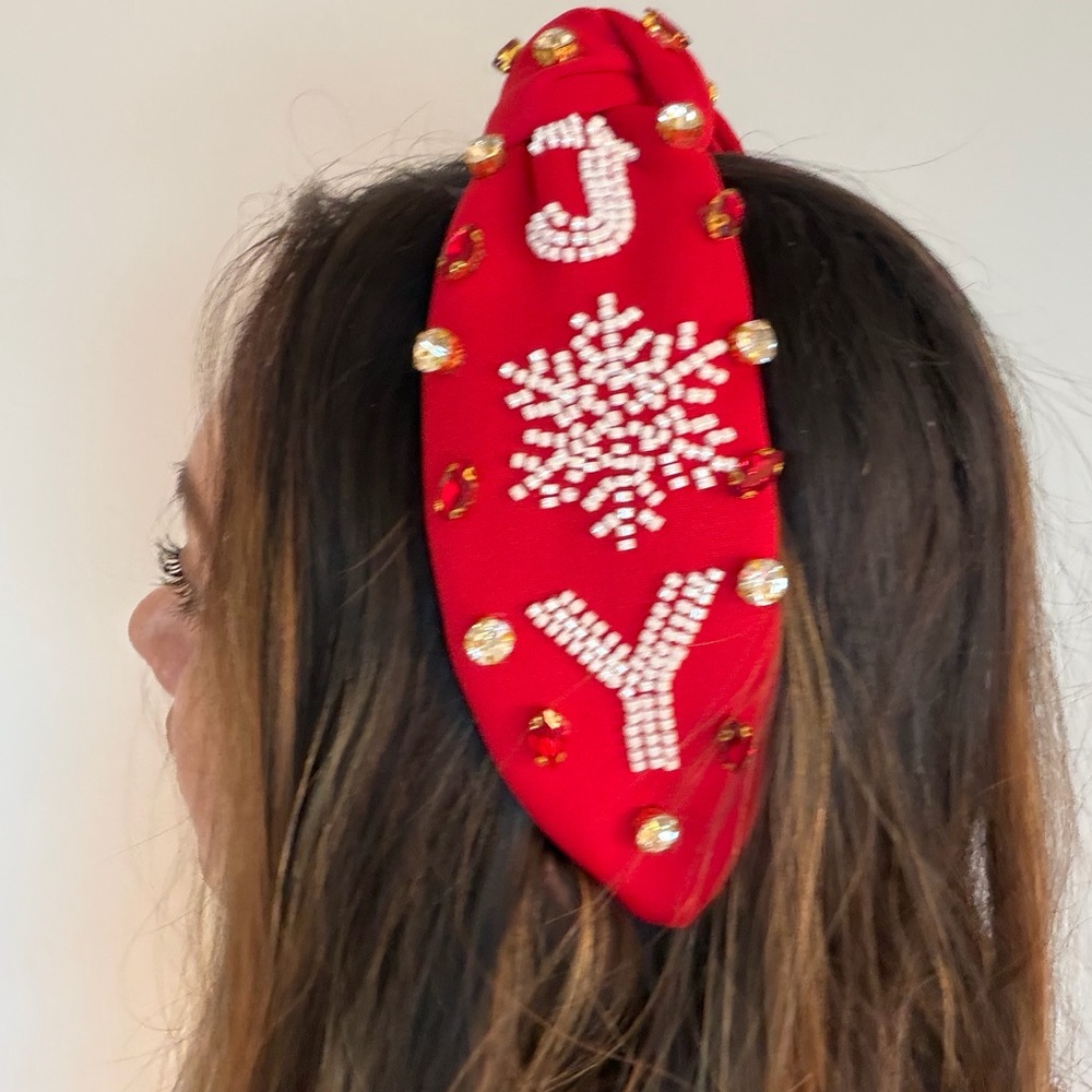 JOY Red Beaded Headband ❤️ NWOT
